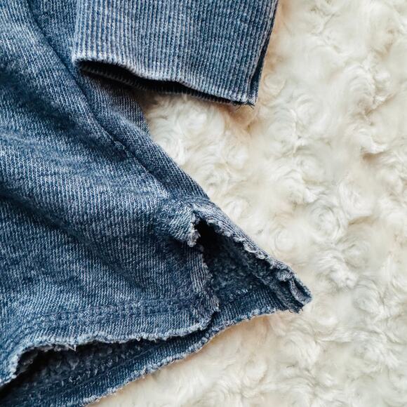 Ocean Drive Steel Grey Blue Burnout Pullover Fairfield Beach Hoodie w Wrap Cords - Picture 6 of 13